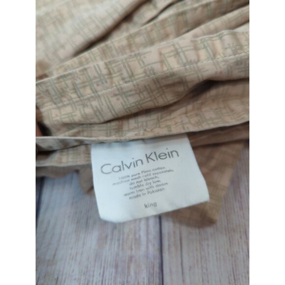 Calvin Klein Collection KING Flat Sheet 100% Cotton Brown Pattern - Picture 4 of 6